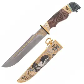 Нож с подставкой "Медведь" Златоуст