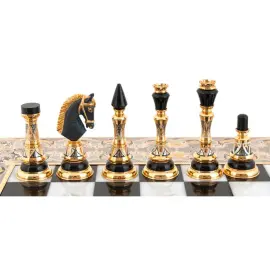 Шахматы из массива дуба, долерита и кахолонга "Украшенные" Златоуст Шахматы из массива дуба, долерита и кахолонга "Украшенные" Златоуст