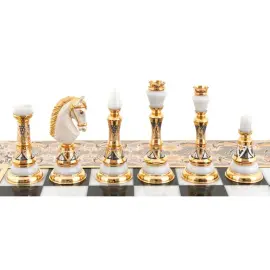 Шахматы из массива дуба, долерита и кахолонга "Украшенные" Златоуст Шахматы из массива дуба, долерита и кахолонга "Украшенные" Златоуст