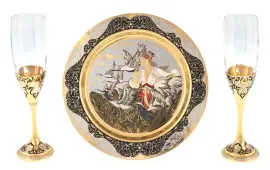 Набор для шампанского "Весна" на 2 персоны, Златоуст Набор для шампанского "Весна" на 2 персоны, Златоуст