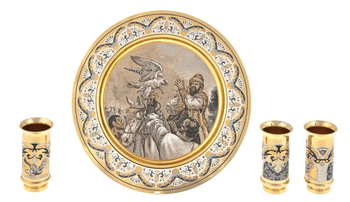 Набор для водки "Соколиная охота" Златоуст