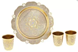 Набор для вина "Золотой цветок" на 3 персоны, Златоуст