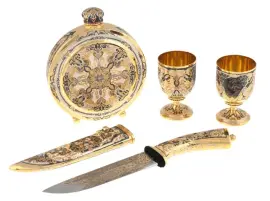 Набор охотничий "Медведь" на 2 персоны, Златоуст Набор охотничий "Медведь" на 2 персоны, Златоуст