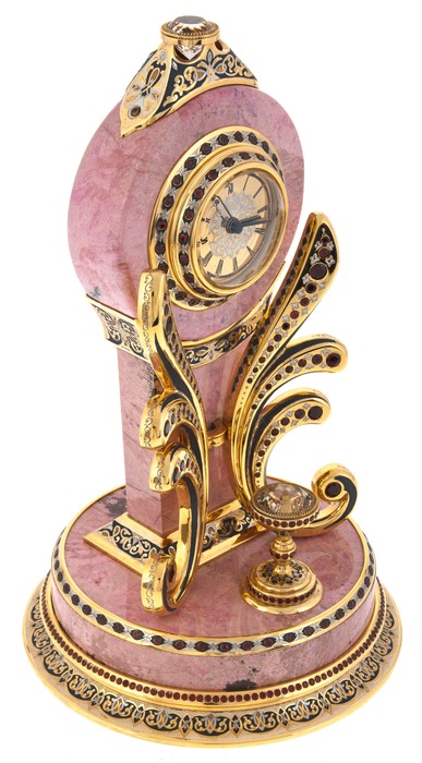 Fantasy table clock rhodonite, Zlatoust