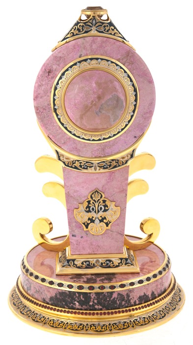 Fantasy table clock rhodonite, Zlatoust