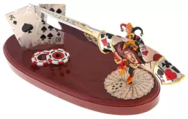 Нож с подставкой "Джокер" с эмалью, Златоуст