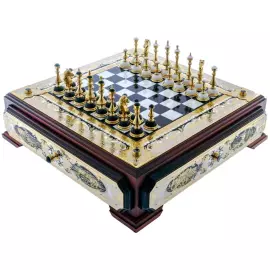 Шахматы из кахолонга и малахита "Царские"