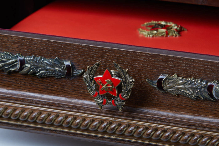 A book in a box with models of equipment and figures of military personnel "100 years of the Red Army"