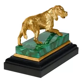 Bronze statuette "Dog" on a malachite stand