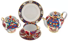 Чайный сервиз "Весенний" с рисунком "Народные узоры" на 6 персон, 20 предметов