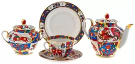 Чайный сервиз "Весенний" с рисунком "Народные узоры" на 6 персон, 20 предметов