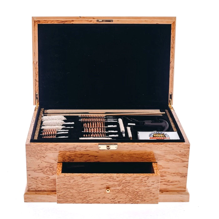 A set for cleaning weapons "Fight of tigers and a bear" (a casket made of Karelian birch)
