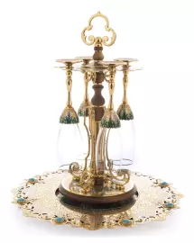 Фруктовница с 4 фужерами для шампанского, Златоуст