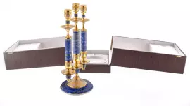 3-horn candelabra, cubic zirconia, lapis lazuli, Chrysostom