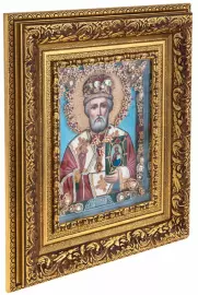 Икона "Николай Чудотворец" с жемчугом