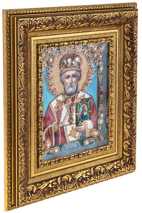 Icon "Nicholas the Wonderworker" with pearls