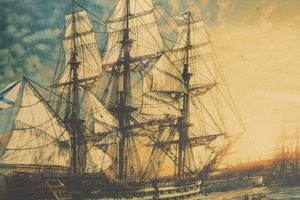 Painting on gold leaf "Flotilla" (in an oak box)