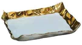 Поднос "Волны" белый с золотым