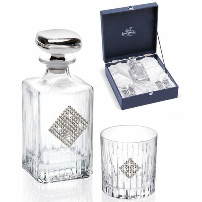Regina whiskey set for 2 persons (Swarovski crystals, silver decor)