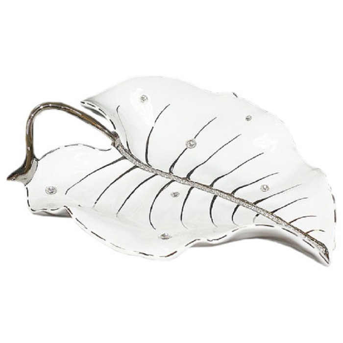 A dish in the shape of a leaf