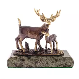Статуэтка из бронзы "Олени" змеевик