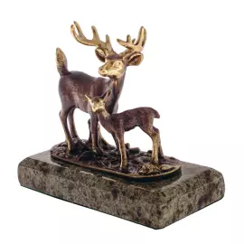 Статуэтка из бронзы "Олени" змеевик