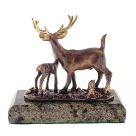 Статуэтка из бронзы "Олени" змеевик