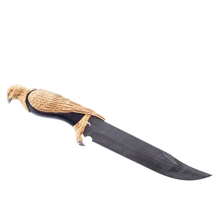 Composition with a knife "Falcon" (Damascus, beech, dolerite)