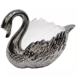 Чаша для фруктов "Лебедь", цвет: платиновый и белый