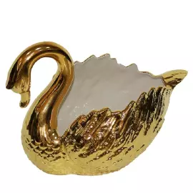 Чаша для фруктов "Лебедь", цвет: золотой и слоновой кости