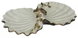 Менажница "Раковина" с декором золотого цвета