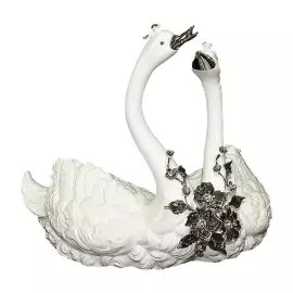 Скульптура "Лебединая пара" белая с платиновым декором