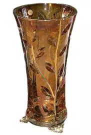 Ваза для цветов янтарная с золотым декором