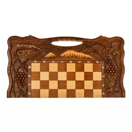 Шахматы + нарды резные "Неркени" (с ручкой)