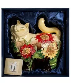 Копилка "Кошка" (коричневая с красными цветами)