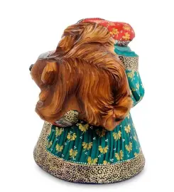 Фигурка резная Дед Мороз с медведем