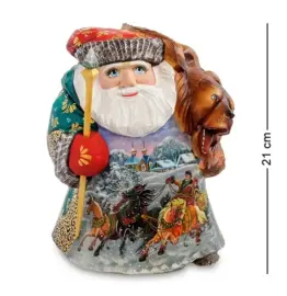 Фигурка резная Дед Мороз с медведем
