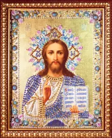 Икона с драгоценными камнями "Господь Вседержитель" с топазами