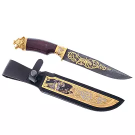 Нож "Тигр" (дамаск, эмали, карельская береза)