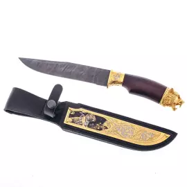 Нож "Тигр" (дамаск, эмали, карельская береза)