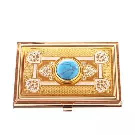 Pocket business card holder "Elegant" with blue agate, Zlatoust