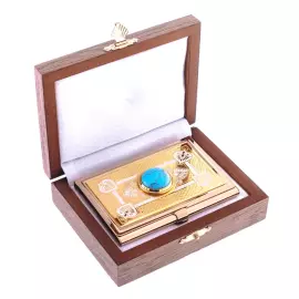Pocket business card holder "Elegant" with blue agate, Zlatoust
