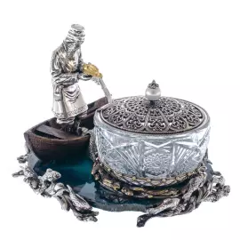 Икорница "Старик с неводом" Златоуст, серебрение