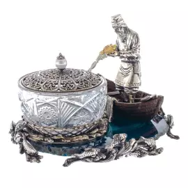Икорница "Старик с неводом" Златоуст, серебрение