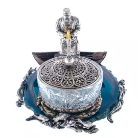 Икорница "Старик с неводом" Златоуст, серебрение