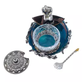 Икорница "Старик с неводом" Златоуст, серебрение