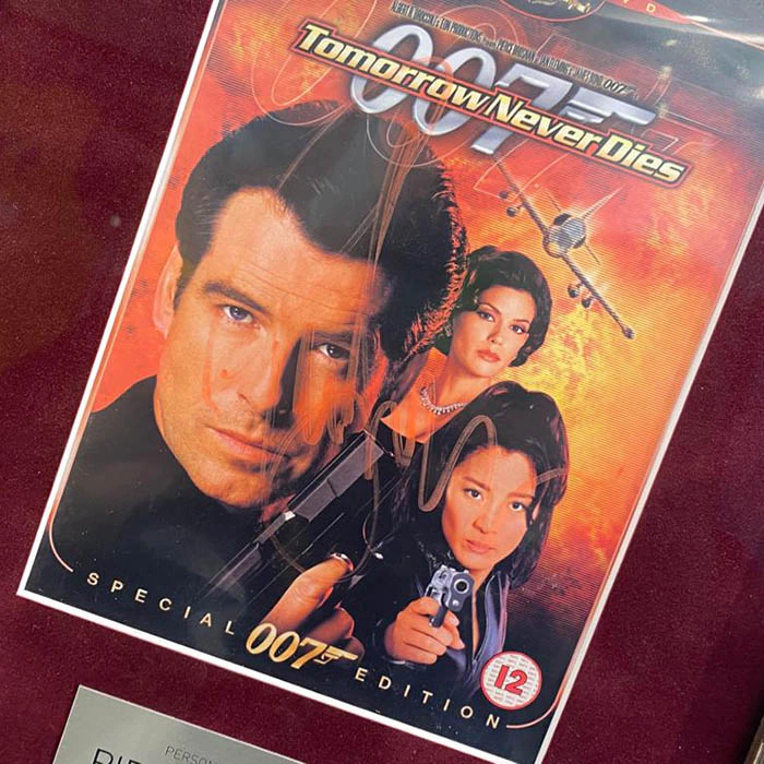The DVD "Tomorrow will never die" with an autograph. Pierce Brosnan