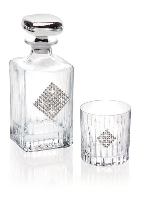 Regina whiskey set for 2 persons (Swarovski crystals, silver decor)