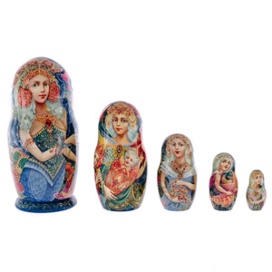 Матрешка на 5 мест "Морская царица" 15 см