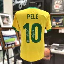 Футболка с 2-мя автографами Пеле и Роналдиньо